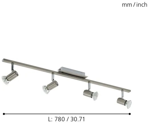EGLO 90917 - ROTTELO fali/mennyezeti lámpa 4xGU10/LED/3W