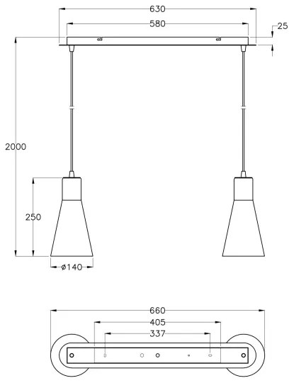 Fabas 2753/46/138 - Csillár zsinóron DIANA 2xE27/60W/230V