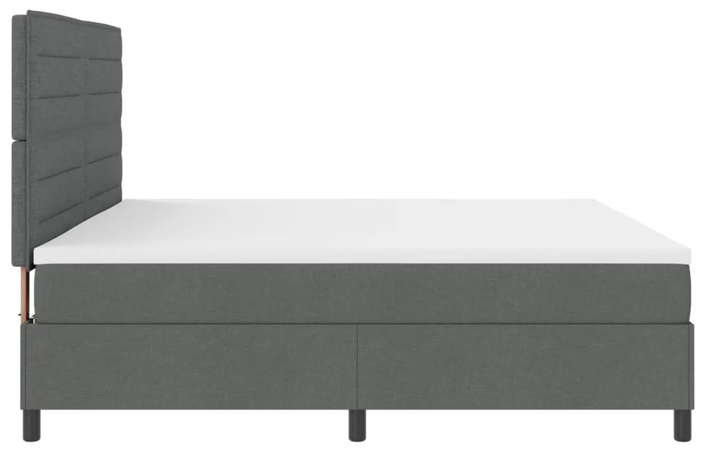Boxspring ágy matraccal, sötét szürke 200x200 cm szövet