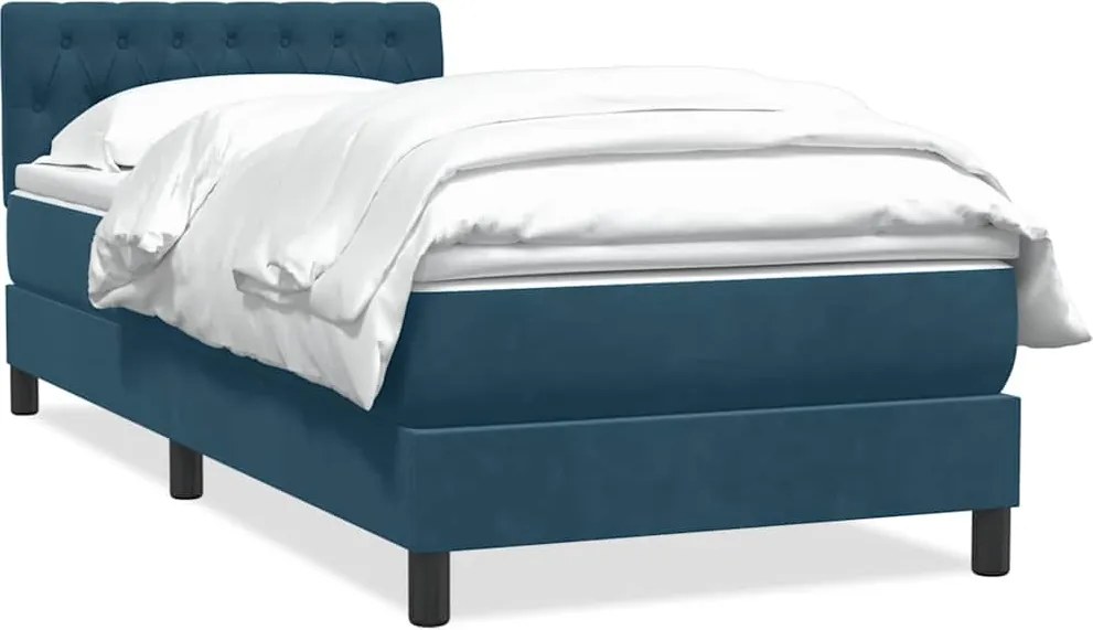vidaXL sötétkék bársony rugós ágy matraccal 80x210 cm