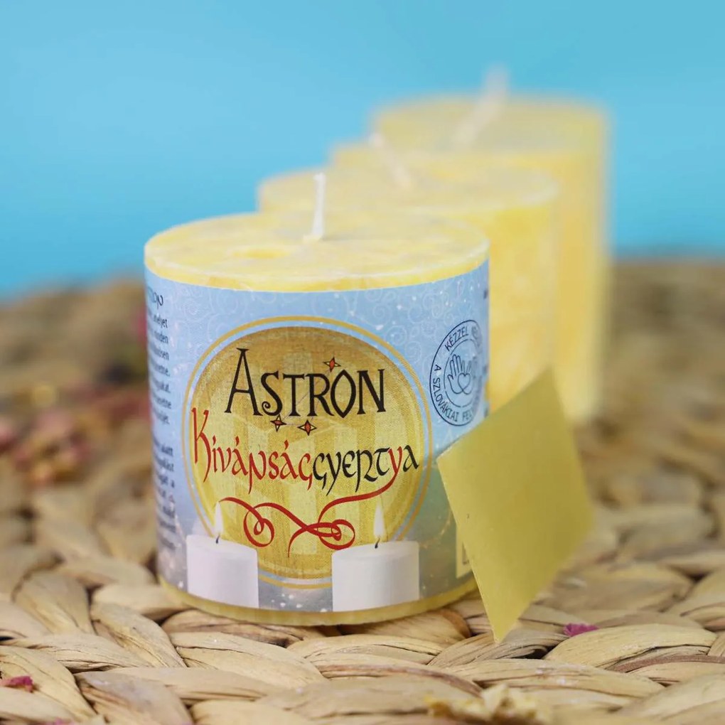 Astron Kívánsággyertya 4x – Henger 5,5 cm - családi csomagolás - sárga (Z1)