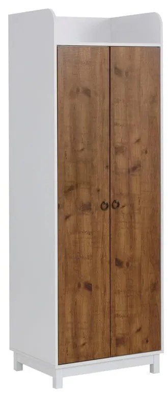 Fehér-natúr színű ruhásszekrény tölgyfa dekorral 62x180 cm Goslar - Støraa