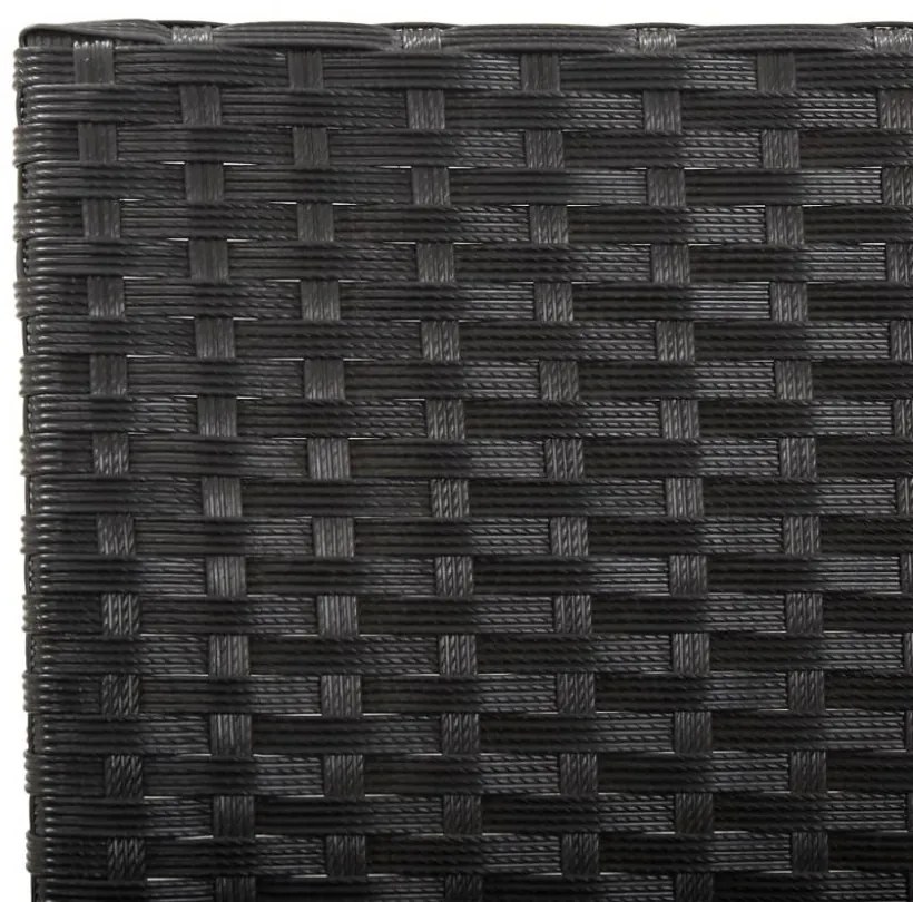 fekete polyrattan kerti pad párnákkal 176 cm