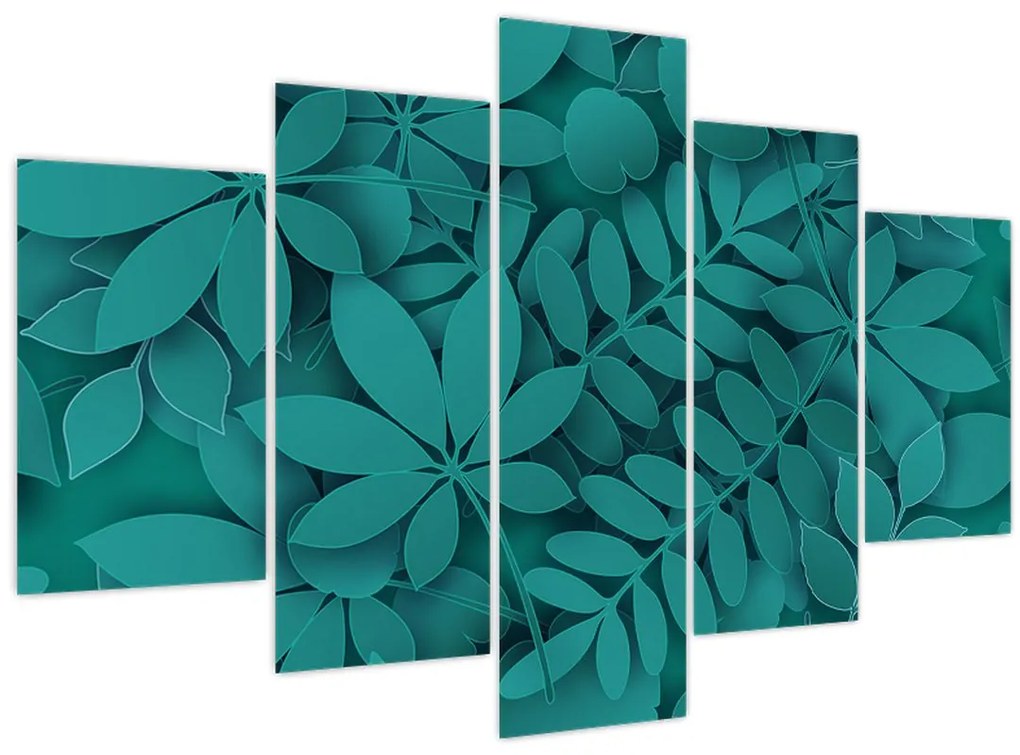 Kép - Türkiz levelek (150x105 cm)