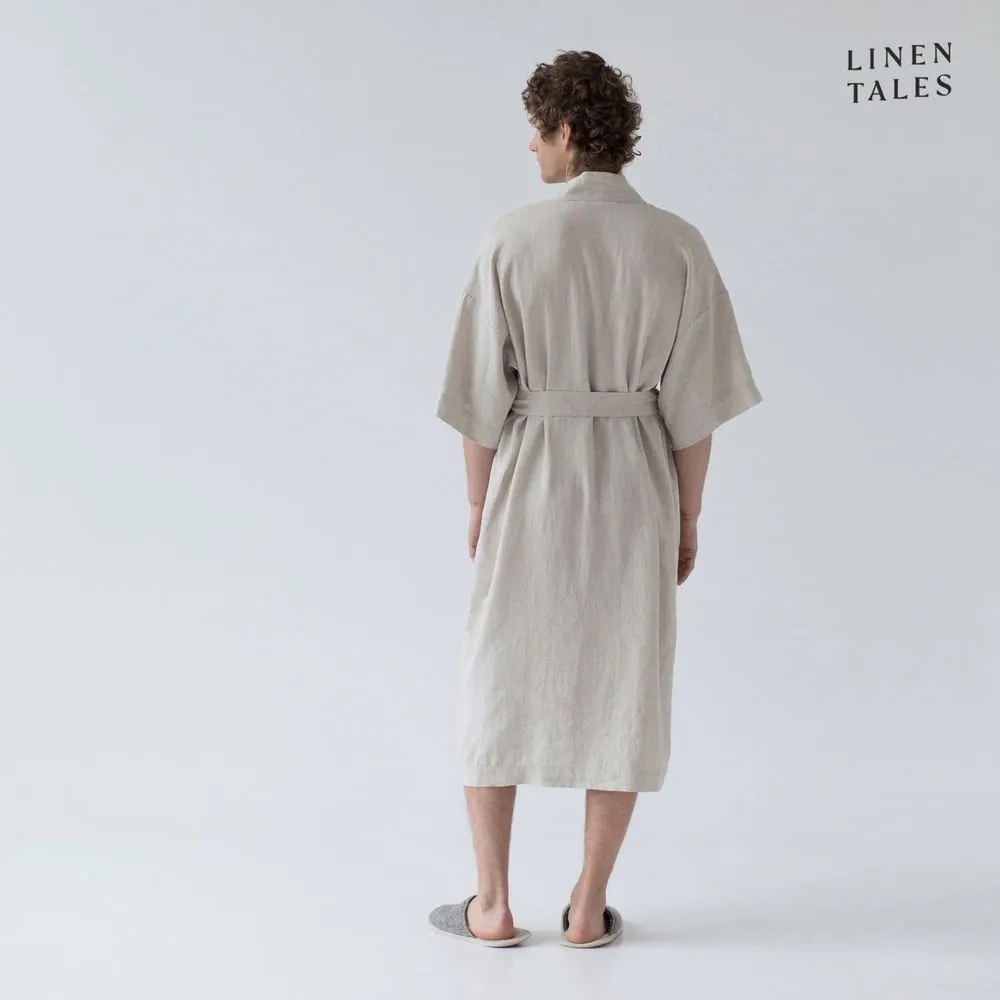 Bézs len fürdőköpeny S/M Summer – Linen Tales