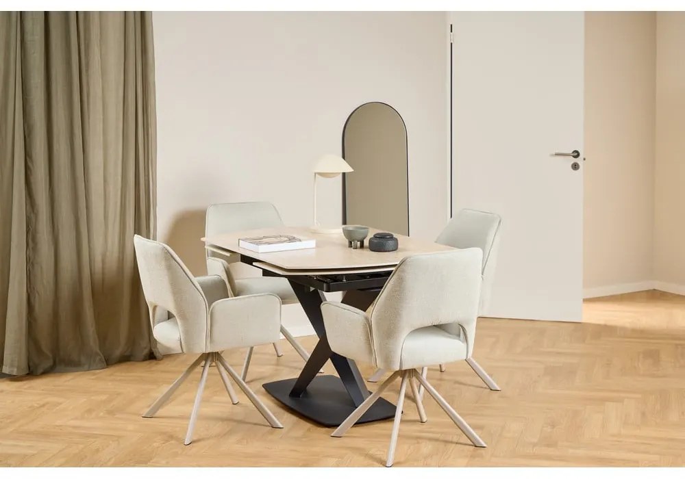 Bézs kárpitozott karfás étkezőfotel Graham – Actona