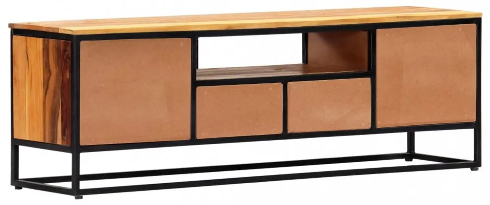 tömör újrahasznosított fa és acél TV-szekrény 120 x 30 x 40 cm