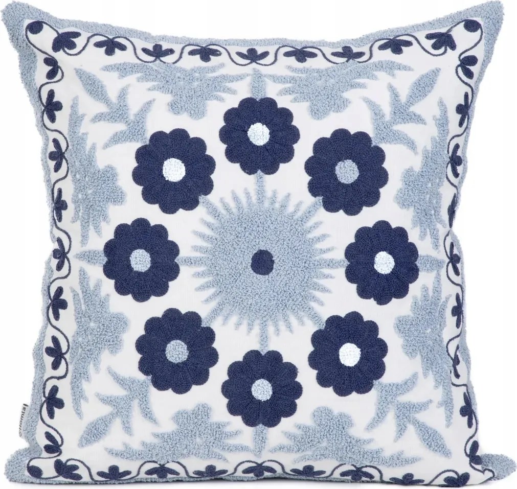 Ganti párnahuzat hímzett virágokkal sötétkék 45x45 cm Homla