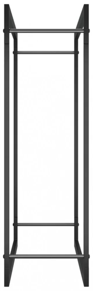 fekete acél tűzifatároló állvány 80x28x86 cm