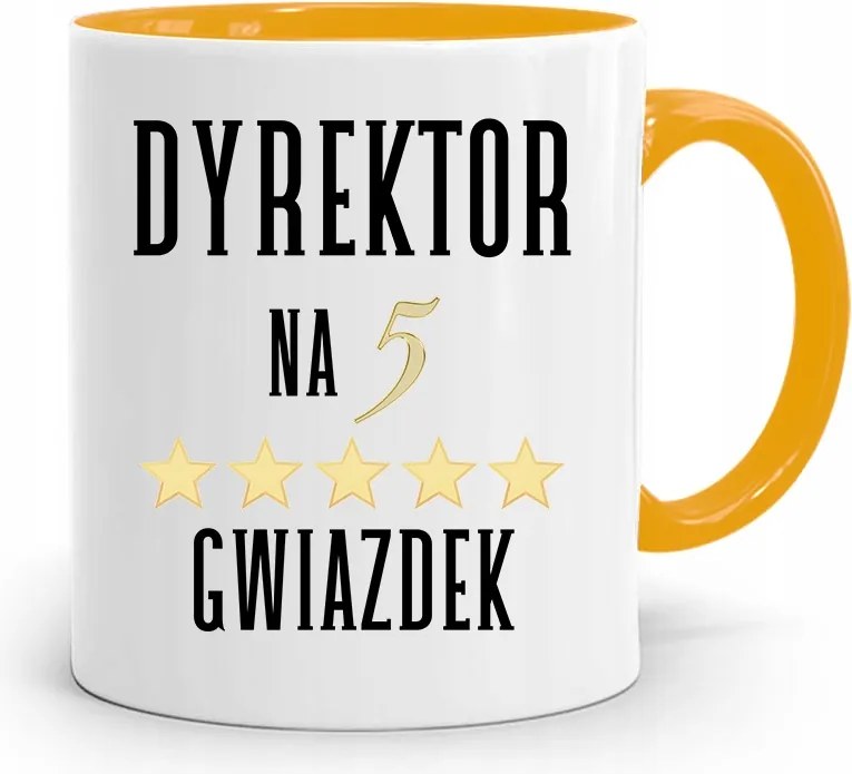 Igazgatónak Sárga Bögre Ötcsillagos, fényképes nyomattal