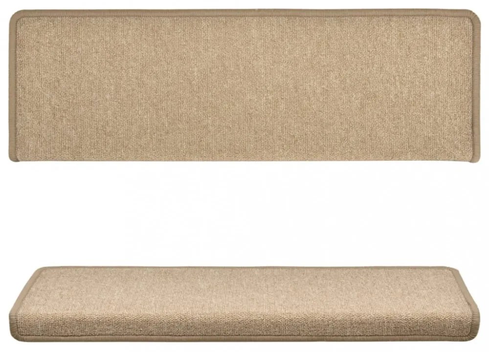15 db lépcsőszőnyeg 65 x 21 x 4 cm bézs téglalap alakú széllel
