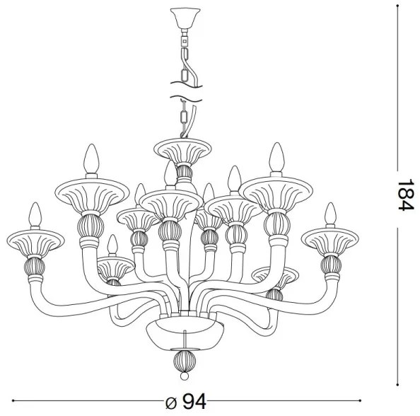Ideal Lux - Csillár láncon DANIELI 12xE14/40W/230V átm. 94 cm átlátszó