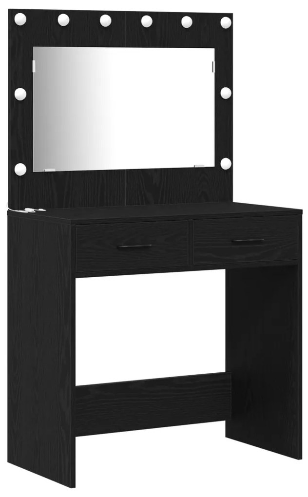 Öltözködőasztal fiókkal 2 pcs Fekete 78.5 x 41 x 135 cm Faanyag