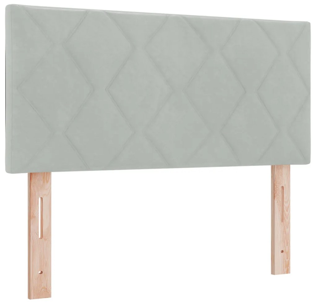 Boxspring Ágy Matraccal Világosszürke 90x200 cm Bársony