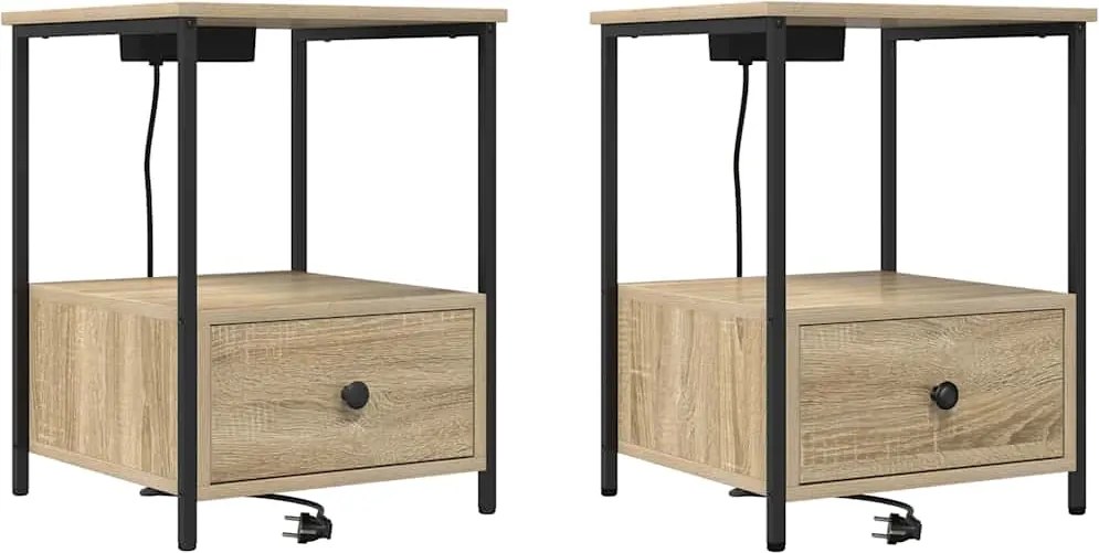 vidaXL Éjjeliszekrény 2 pcs Sonoma tölgy 42 x 41 x 56 cm Faanyag