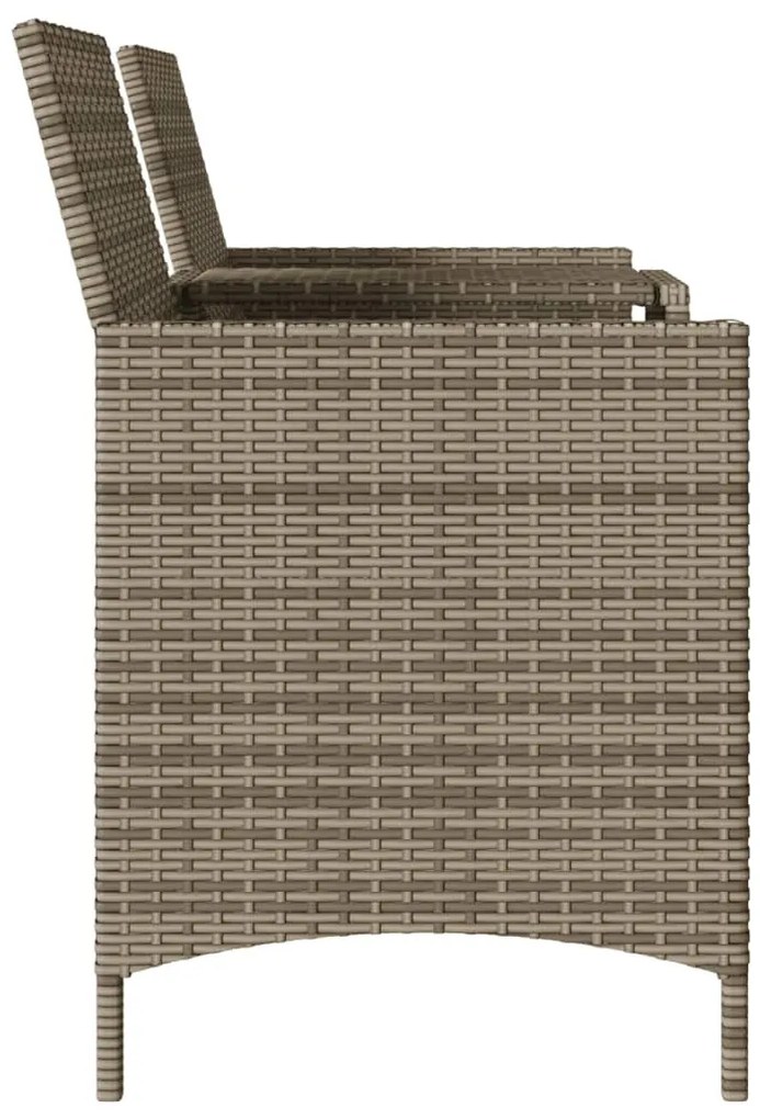 Szürke polyrattan 2 személyes kerti kanapé asztallal, párnákkal