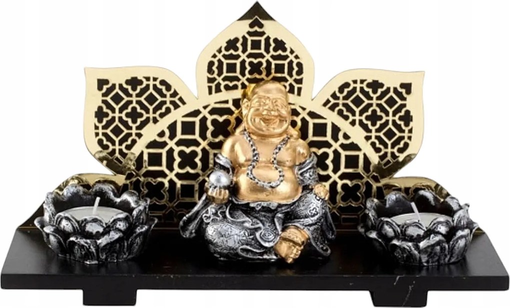 Gyertyatartó Tealight Gyertyatartó Tálca Kövekkel Buddha Dekoráció