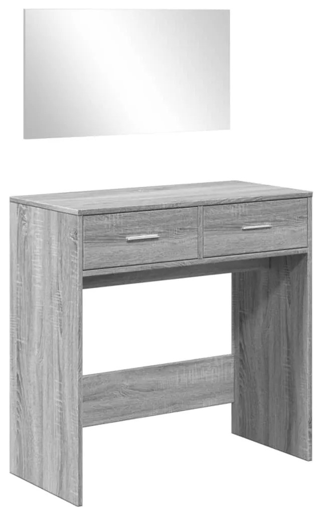szürke sonoma színű fésülködőasztal tükörrel 80x39x80 cm