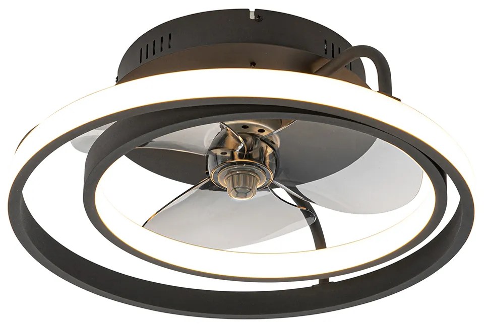 Mennyezeti ventilátor fekete 46,5 cm LED-del, távirányítóval - Kees