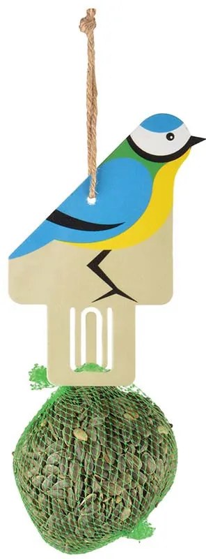 Felakasztható madár mintás madáretető, napraforgó maggal, 20 cm, D