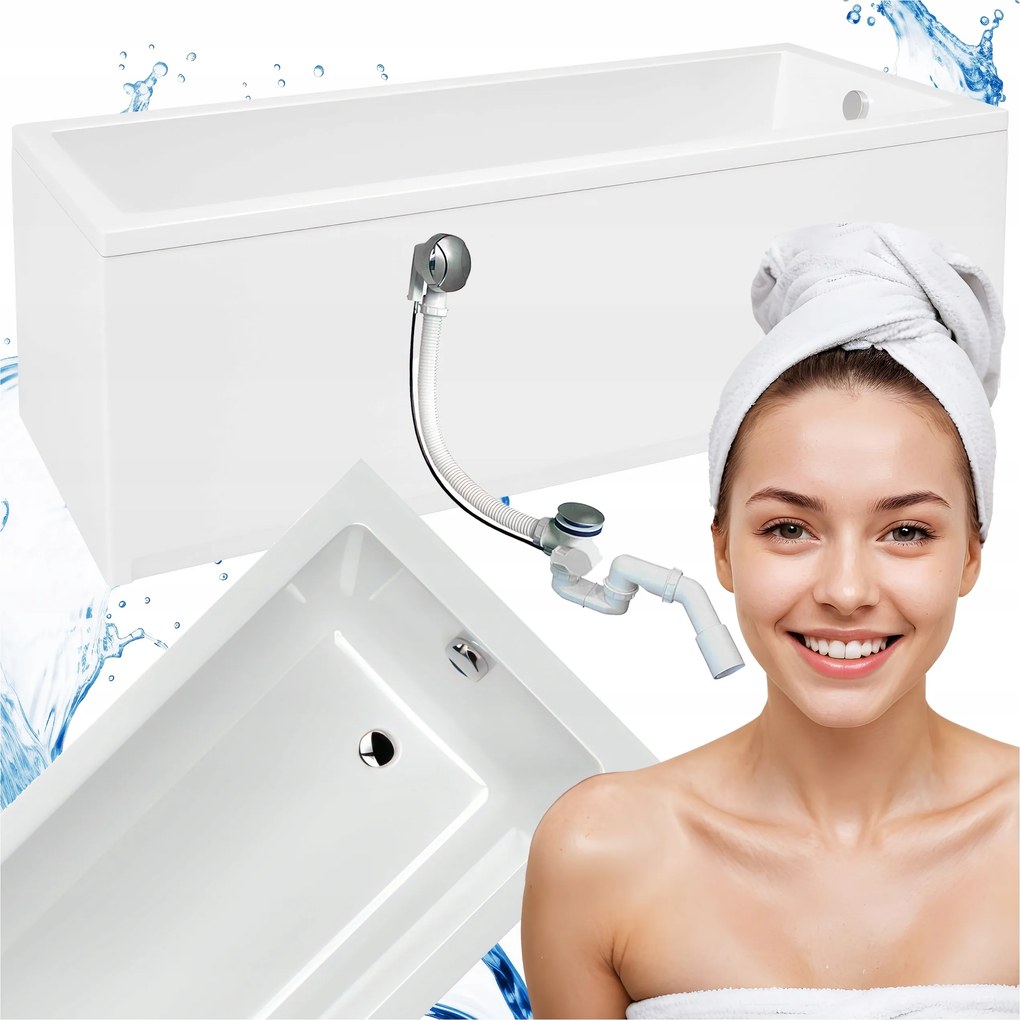 Falra Szerelhető Sarokkád Szifon Burkolattal Lábakkal Téglalap Alakú Akril 150X70