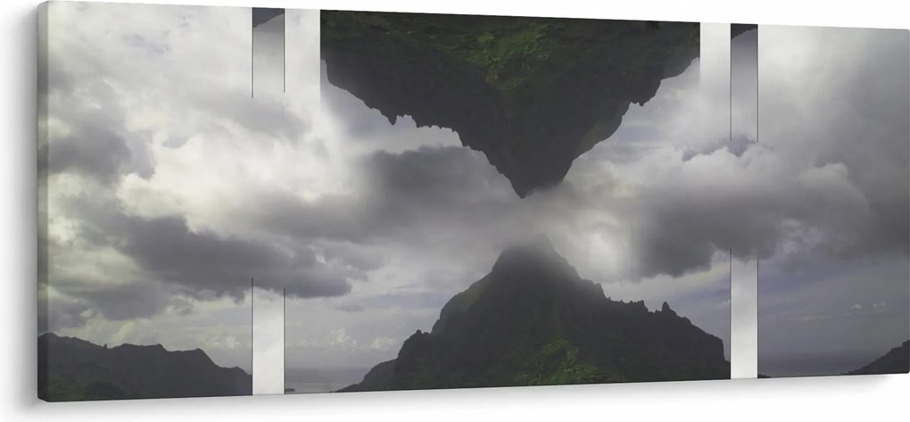 Kép - Hegyek Izlandon, geometrikus kollázs (120x50 cm)