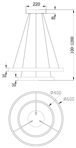 Maytoni MOD058PL-L55BS3K - LED Csillár zsinóron RIM LED/61W/230V átm. 60 cm arany