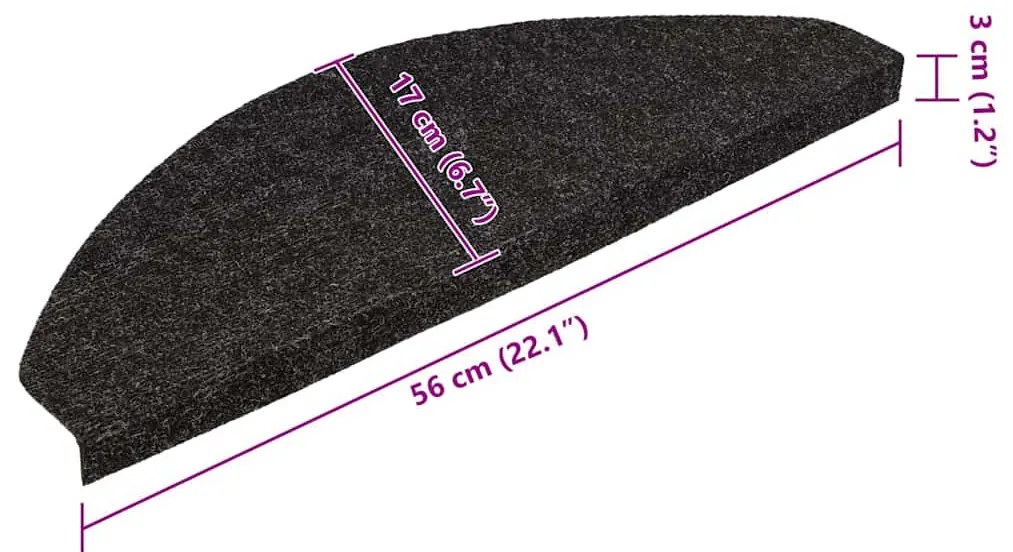 15 db fekete öntapadó lépcsőszőnyeg 56x17x3 cm