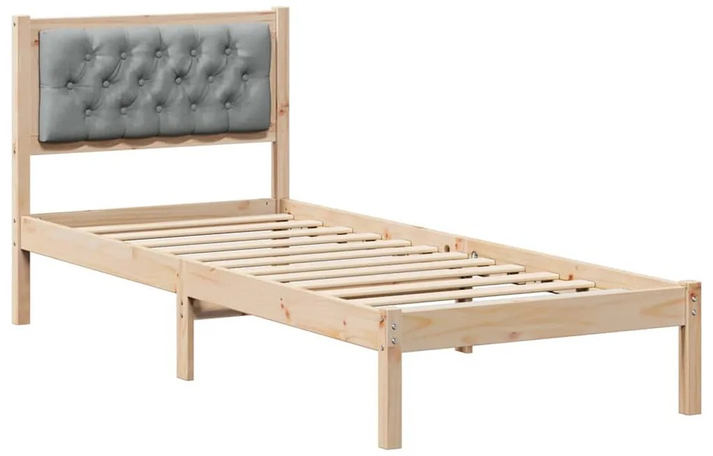 Ágykeret fejtámlával Világosszürke 75 x 190 cm szövet