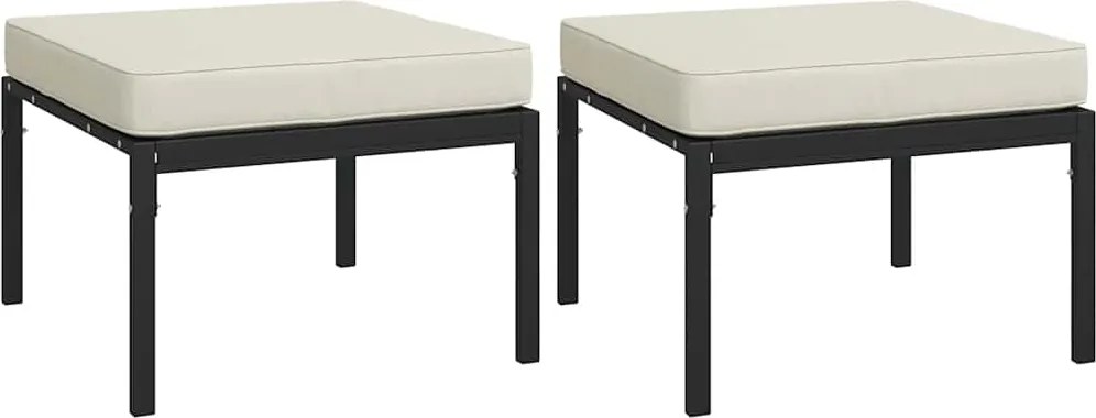 vidaXL 2 db acél kerti lábtartó homokszínű párnával 60 x 60 x 35 cm