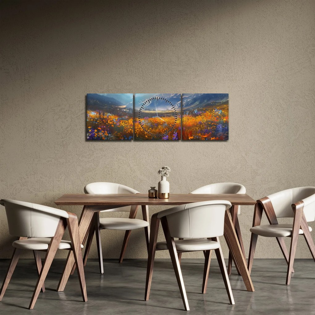 Kép - Festett hegyi táj II. (órával) (90x30 cm)