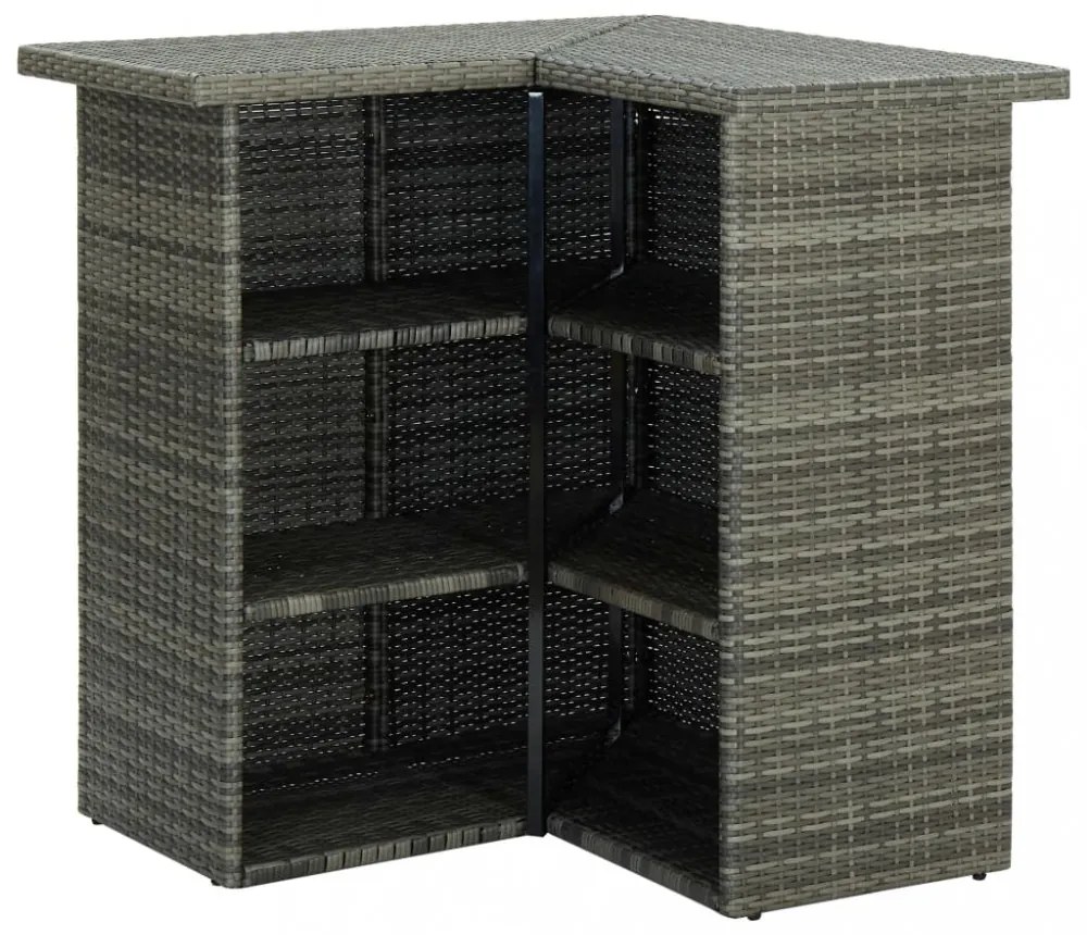 8 részes szürke polyrattan kerti bárszett párnával
