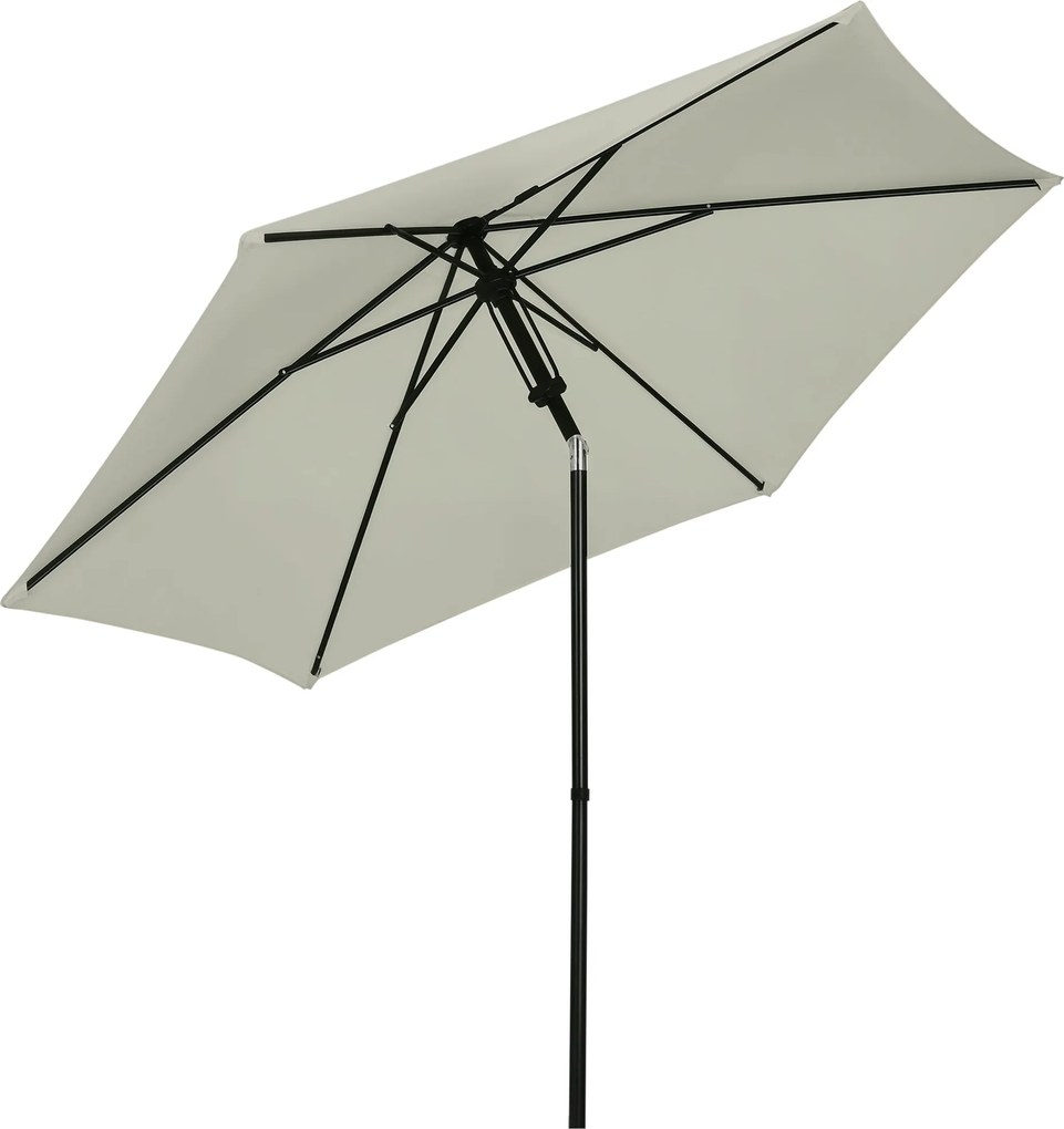 Outsunny Állítható Kerti Napernyő Kézi Nyitható Parasol Fém Magas Sűrűségű Poliészter 180g/m² Napernyő Ø 265 x 235H cm Világosszürke | Aosom