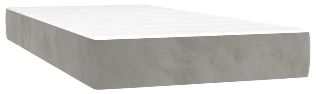 világosszürke bársony zsebrugós ágymatrac 100x210x20 cm