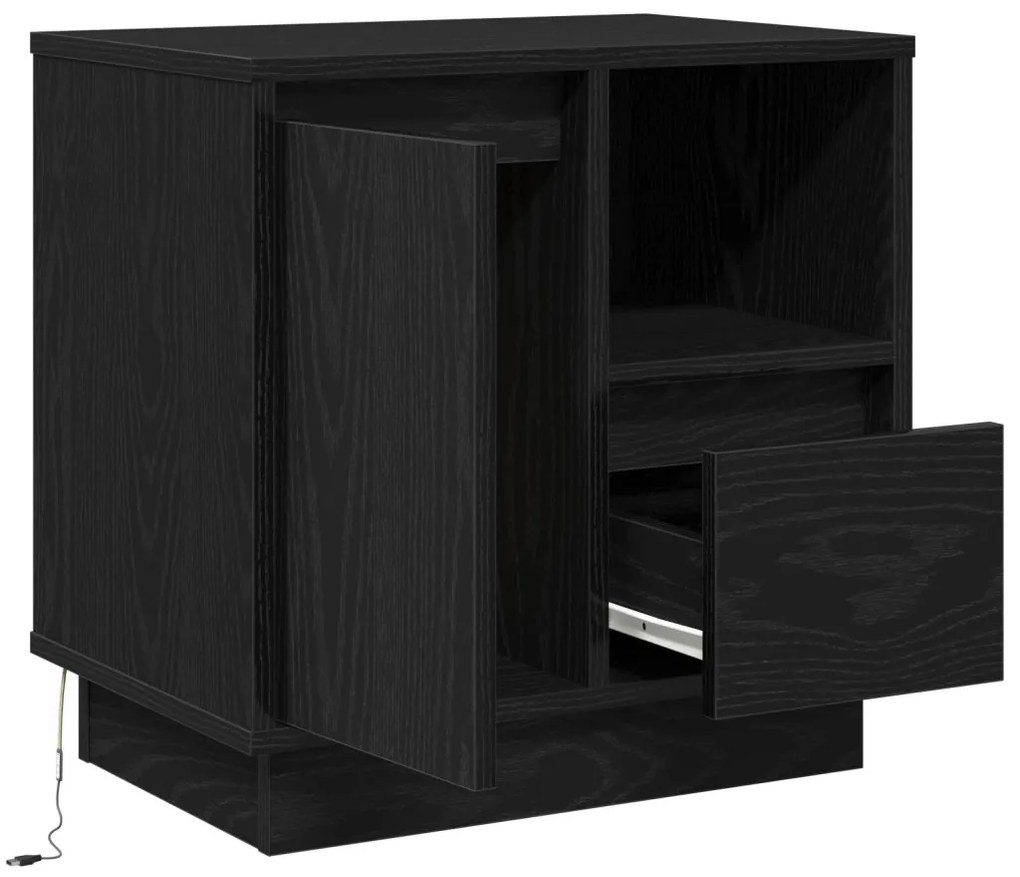 Éjjeli szekrények LED-del 2 db Fekete tölgy 50x34,5x50 cm