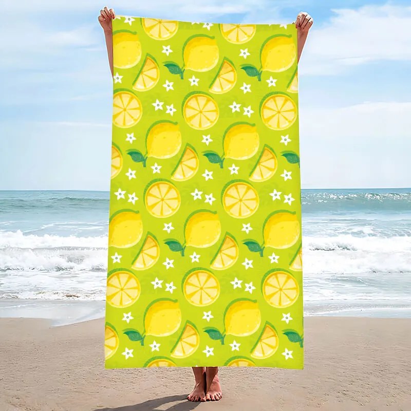 Strandtörölköző LEMONS 100x180 cm zöld, 100% mikroszálas