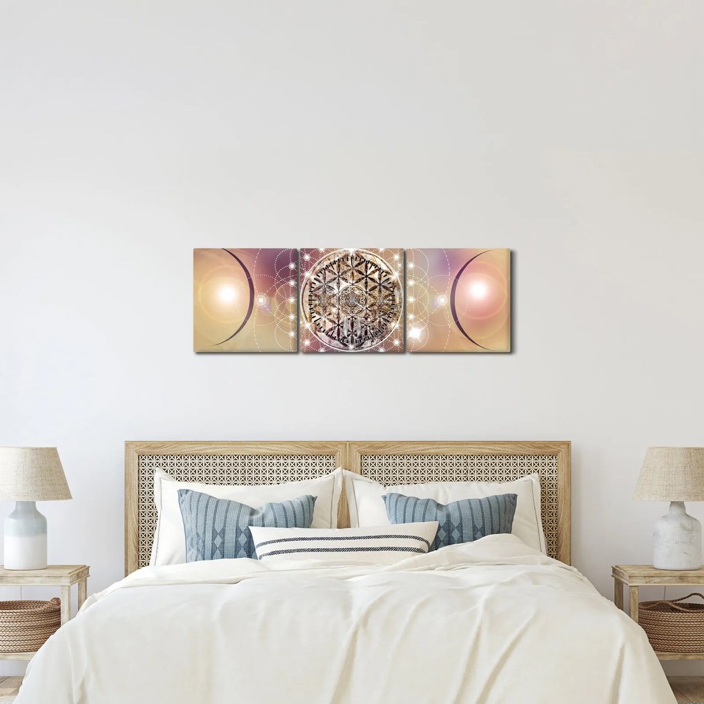 Kép - Mandala elemekkel (órával) (90x30 cm)