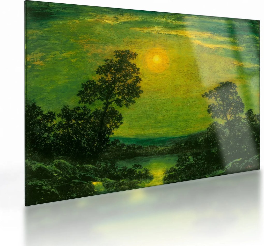 Üveg kép - Imitator of Ralph Albert Blakelock, Moonlight, reprodukciók (70x50 cm)