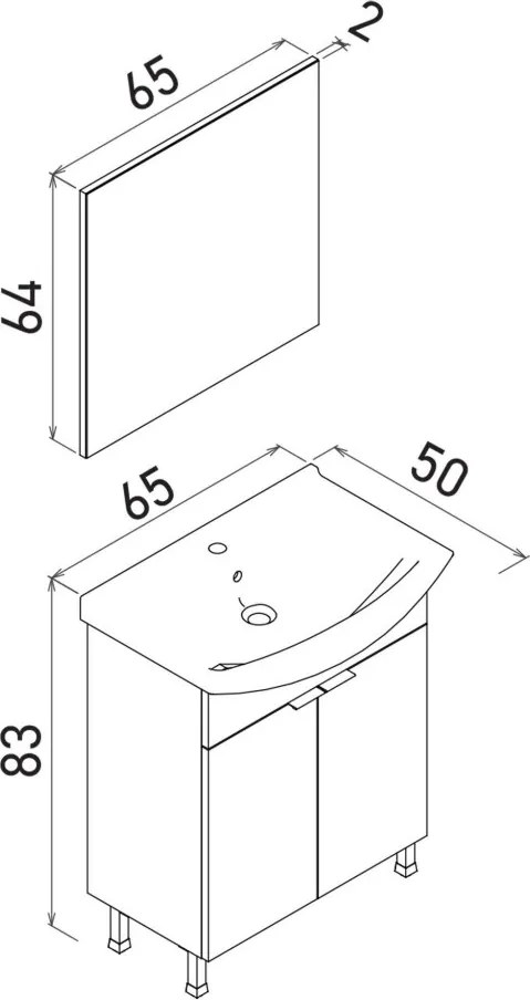 Purus mosdószekrény, 65 cm – TR785PNC1704