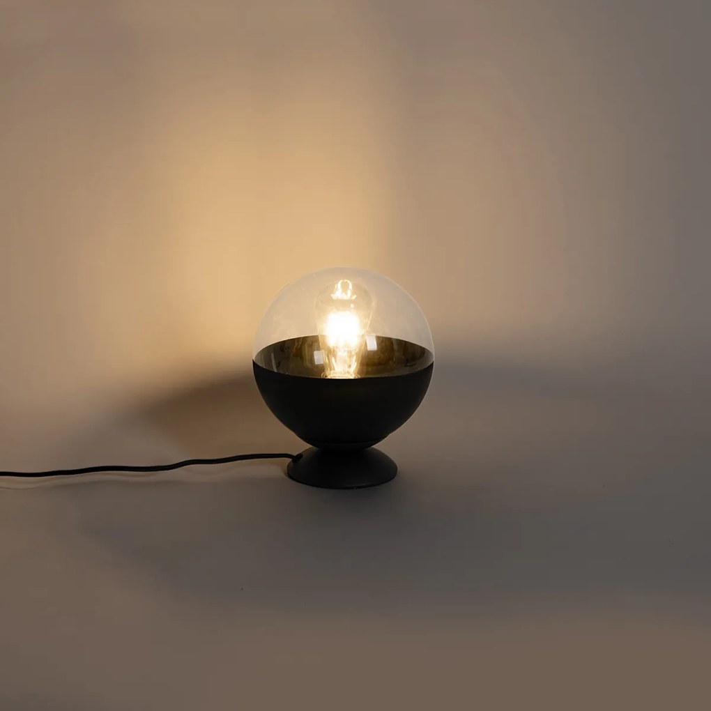 Retro asztali lámpa fekete átlátszó üveggel - Eclipse