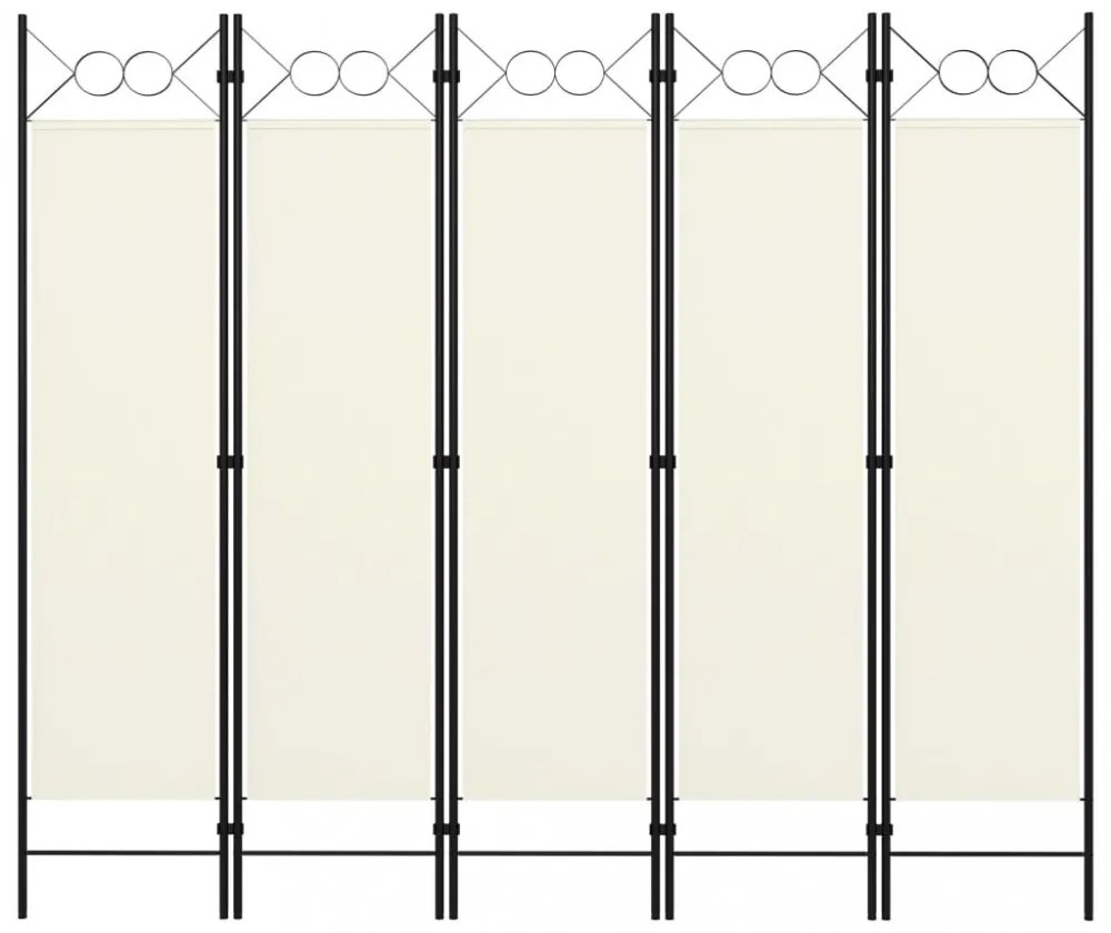 fehér 5 paneles paraván 200 x 180 cm