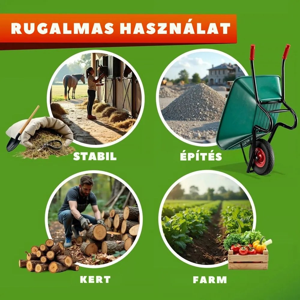 GREG talicska műanyag káddal, max. 100l/250kg, zöld/fekete Gardebruk