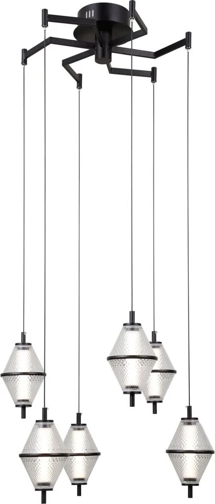 Italux modern függeszték fuente króm matt fekete átlátszó itxpnd-34395-6-bk