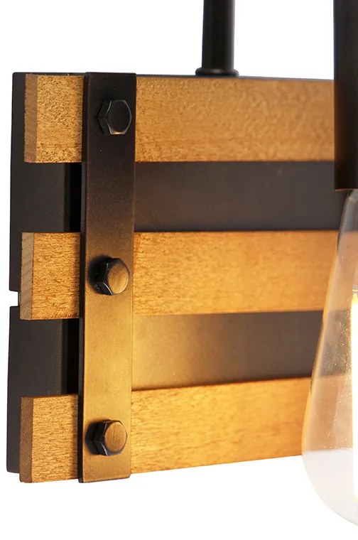 Ipari fali lámpa fekete fával - Paleta Mai