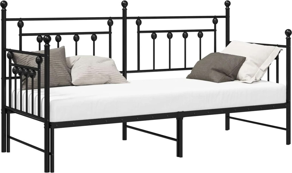 vidaXL Nappali ágykeret Fekete 80 x 200 cm Acél
