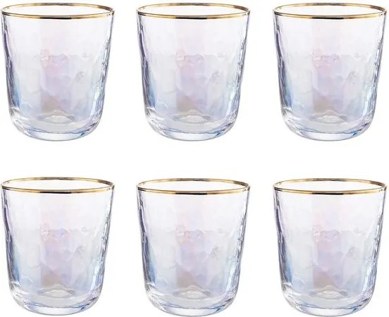SMERALDA vizes pohár arany szegéllyel 280ml, 6 db-os készlet