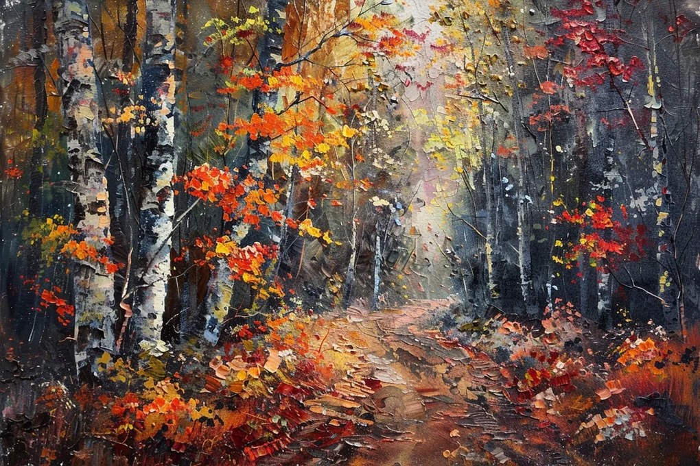 Vászonkép Canvas Tájkép Erdő Fák Ősz Ösvény Levelek 60x40