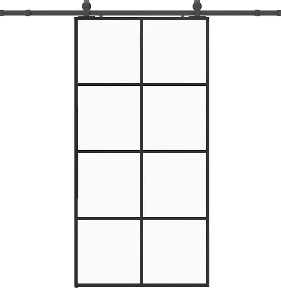 vidaXL fekete ESG üveg tolóajtó fémszerelvény-szettel 102,5x205 cm
