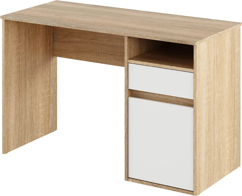PC asztal, sonoma tölgy/fehér, BILI NEW