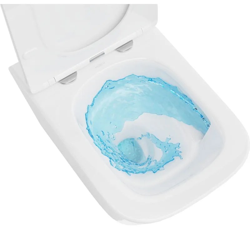 Mexen Teo, falra akasztható wc csésze 510x345x340 mm, Perem nélküli Tornado + duroplast wc ülőke, fényes fehér, 30850600T